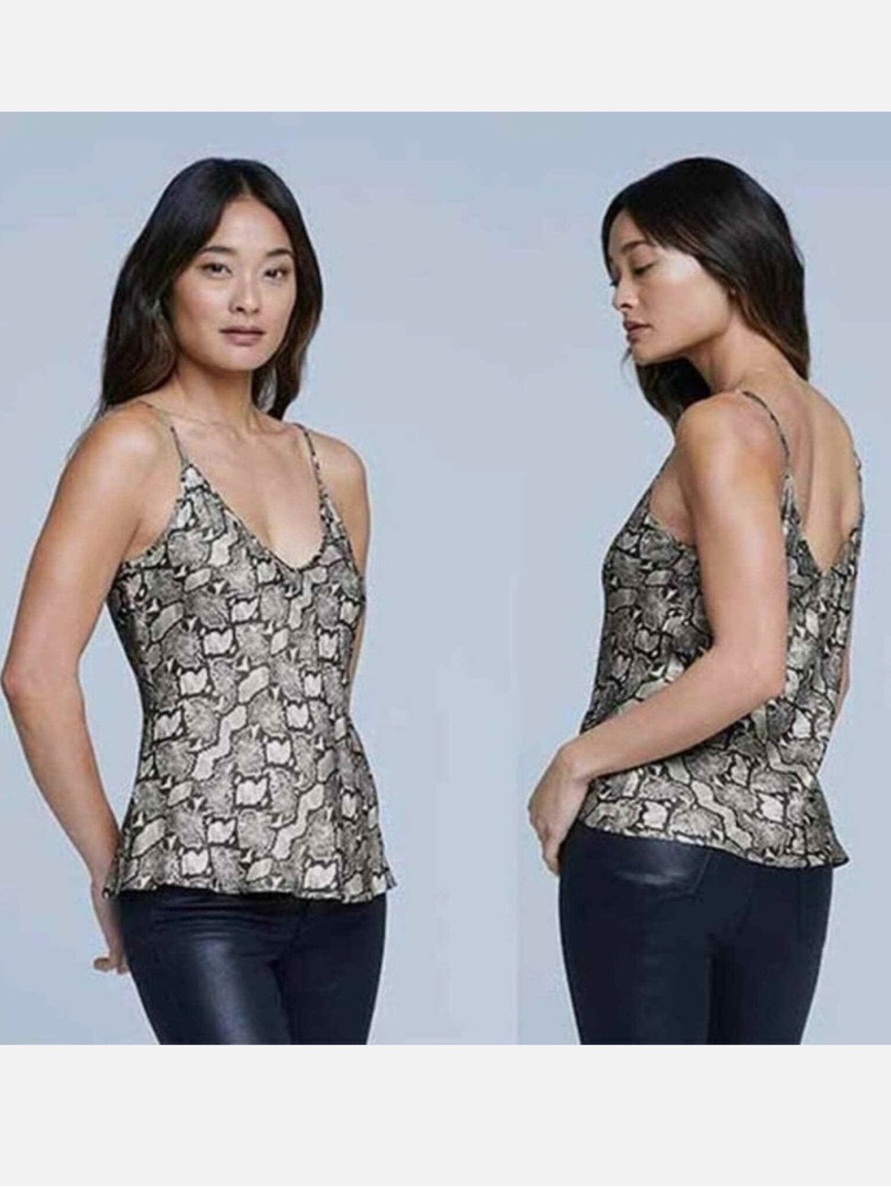 NEW L’Agence Lexi Snake Print Satin Cami Top Size Large - Picture 1 of 5